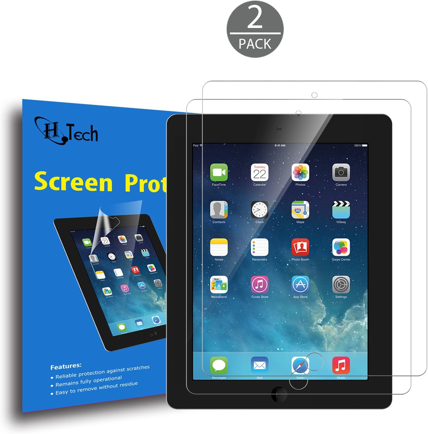 iPad Mini 4 Screen Protector, HQTech 2-Pack Screen Protector Film for the New Apple iPad Mini 4 - HD Clear - 3430