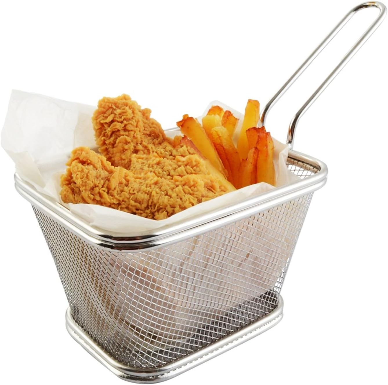 Best Utensils Chips Fry Baskets Stainless Steel Fryer Basket Strainer Serving Food Presentation Cooking Tool French Fries Basket (Pack of 2 Sizes)