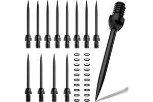 MageRabbit Steel Dart Tips, 12Pcs Metal Dart Tips, Dart Points, Dart Conversion Points, with 20 Pcs O Type Rubber Rings,Steel Tip for Darts