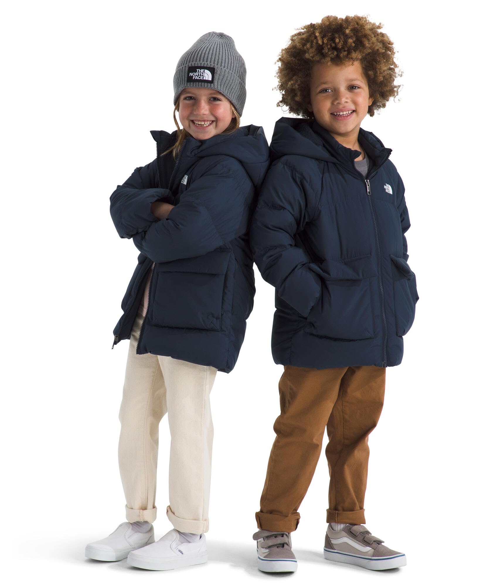 The North Face Kids’ North Down Fleece-Lined Parka – 600 Fill Recycled Waterfowl Down with Insulated Hood, Collar & Pockets, Summit Navy/Summit Navy, 4
