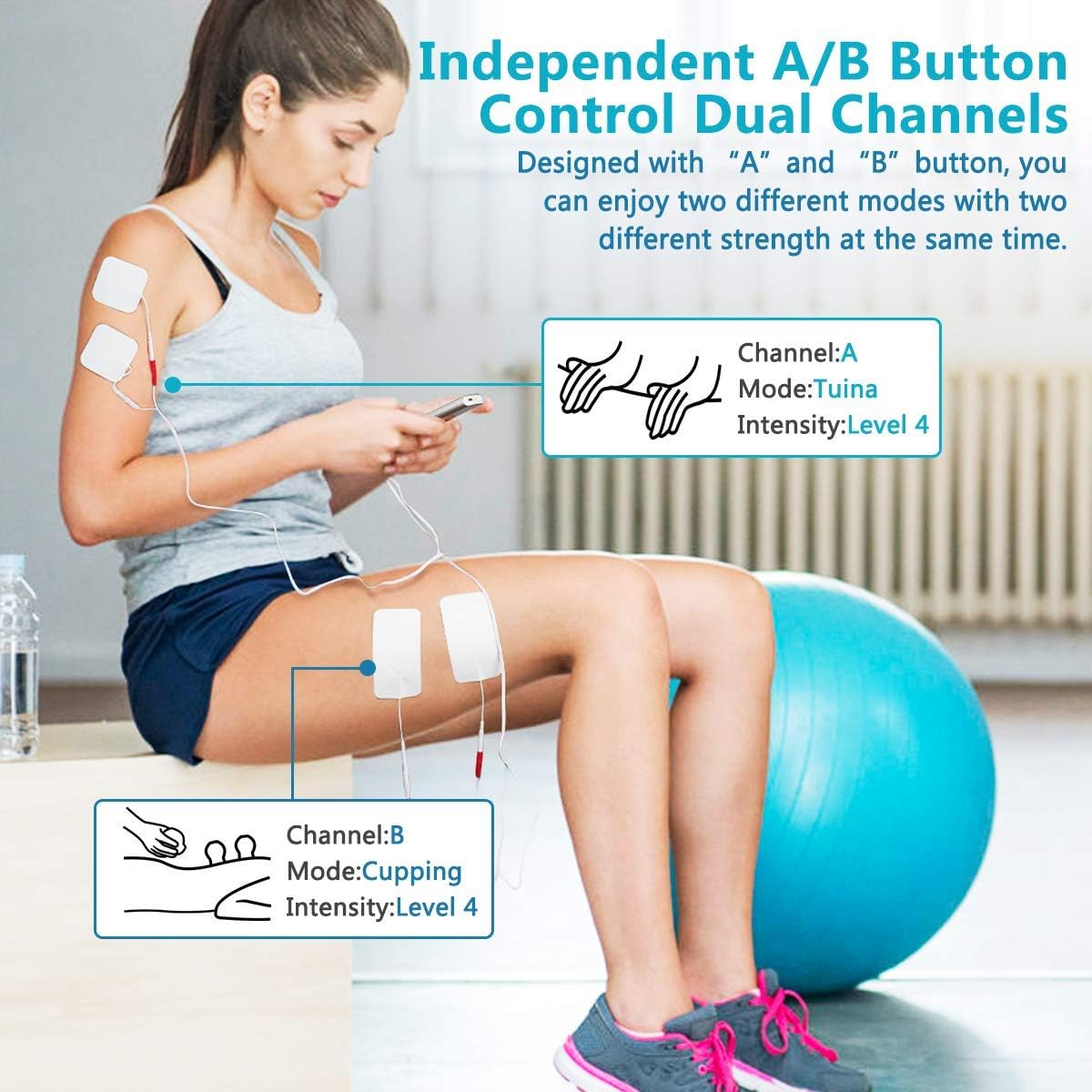 SPACEREST TENS Unit 24 Modes Rechargeable Muscle Stimulator, Electronic Pulse Massager with 16 Electrode Pads Dual Channel Tens Unit: Health & Personal Care