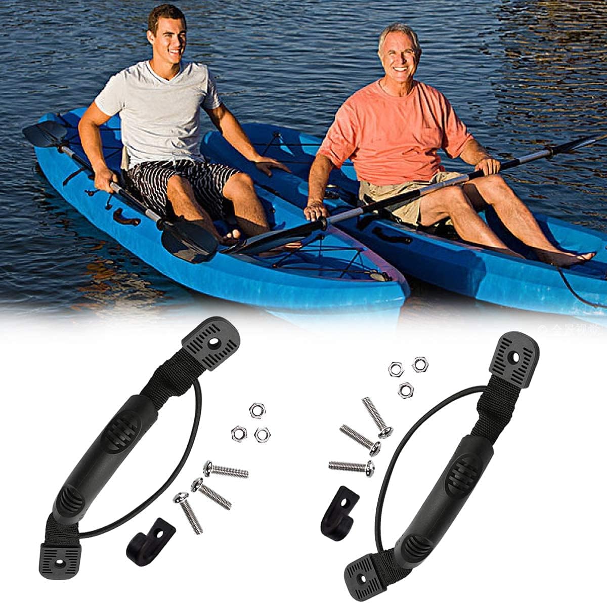 YXGOOD 2 Pcs Kayaks Canoe Boat Side Mount Carry Handle J Hook Kayak Handle Carry Handles Mount Paddle with Screws and Bungee Cord (2): Sports & Outdoors