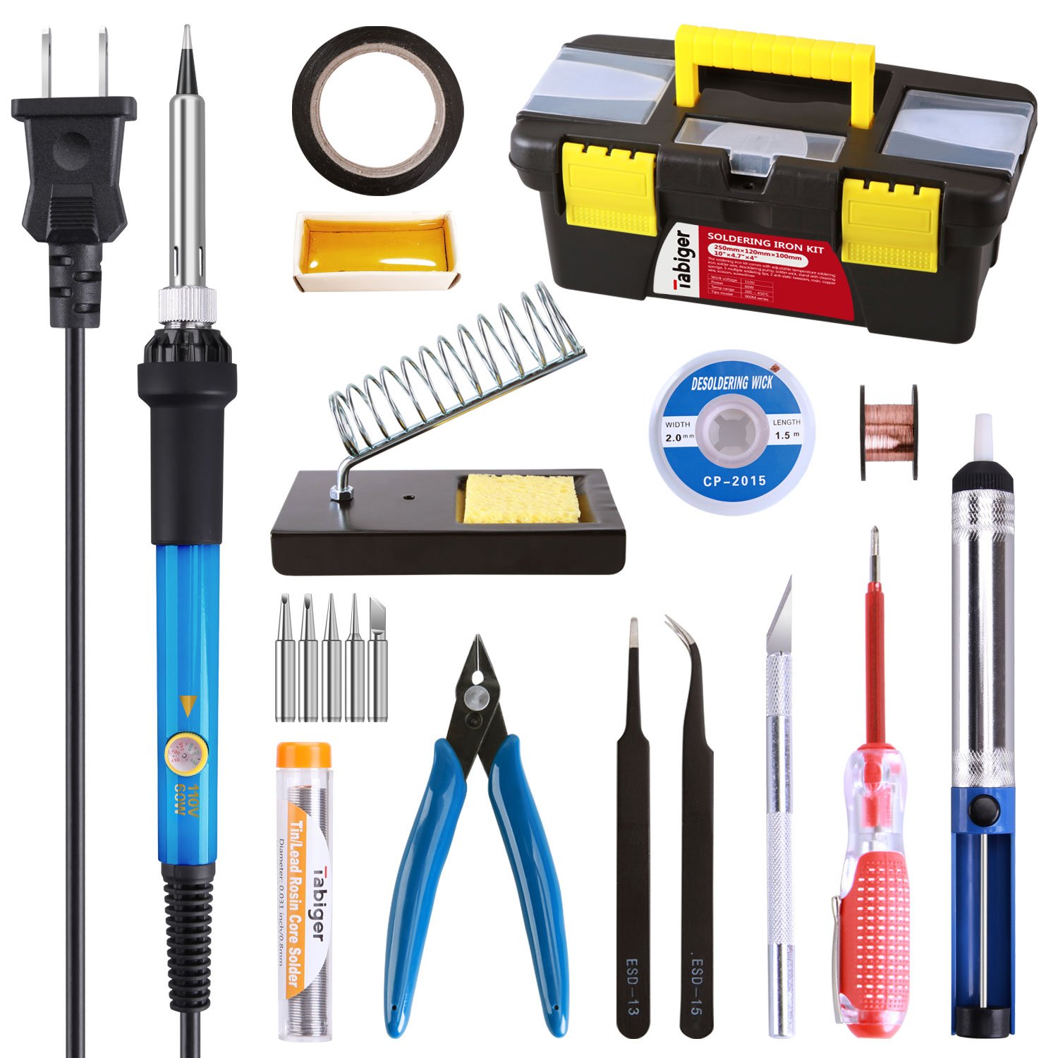 Soldering Iron Kit Electronics, 20in1, 60W Adjustable Temperature