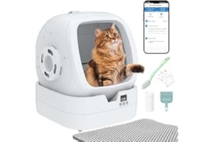 UPFAS Automatic Cat Litter Box Self Cleaning - APP Control - Weight Monitoring - 85L Ultra-Quiet, Multi-Cat Litter Box - Smart Health Monitor, Safe Anti-Pinch, White