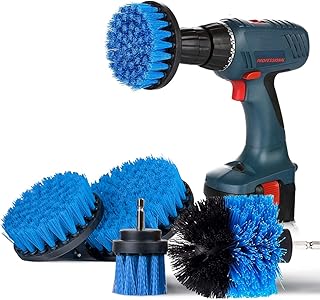 SAFETYON Bürstenaufsatz Bohrmaschine Set 4 Stück, Bürste für Akkuschrauber 2''/ 3.5''/ 4''/ 5'' Akkubohrmaschine Befestigung Reinigungsbürste Bohrerbürsten für Badwanne Fliesen Bodenbelag Küche Blau