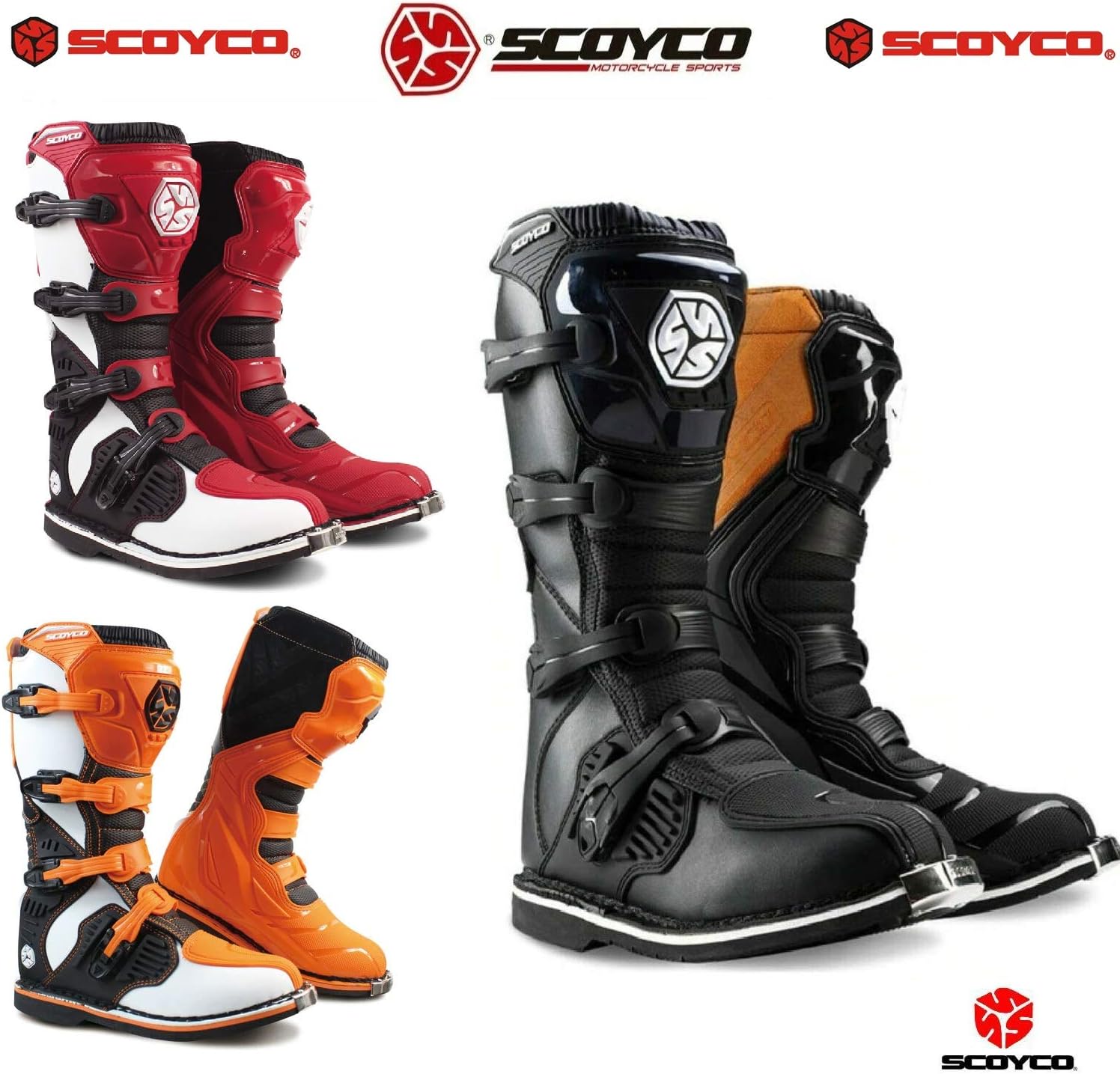 Motocross Boots SCOYCO MBM001 Mens Off Road Enduro ATV Quad Real Protective Shoes Black Exclusively ON SYKOMOTO