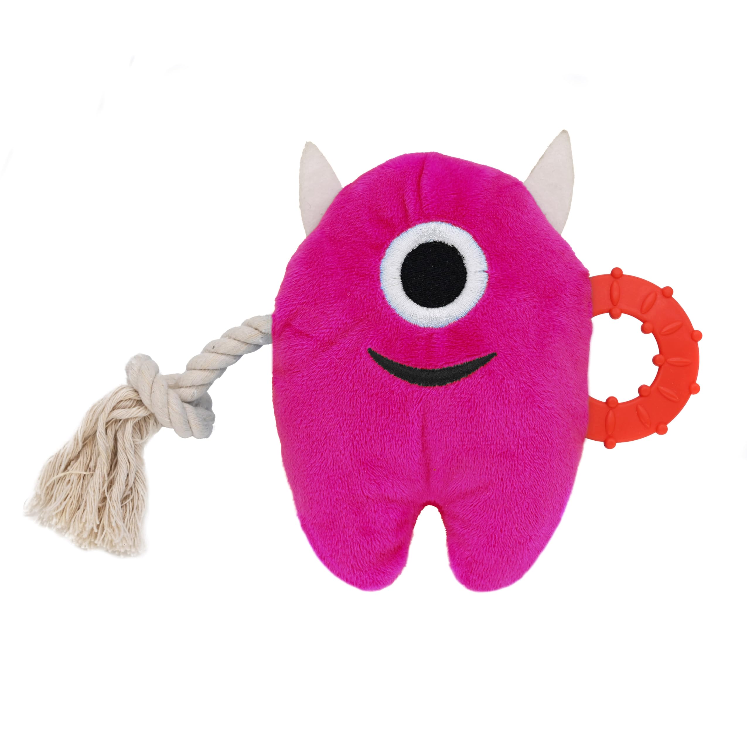 Onmygogo Large Dog Squeaky Chew Toys, Stuffed Plush Dog Toys Durable Tug of War Rope Toys Puppy Toys for Small, Medium, Large Breed Monster Toys(fushcia)