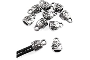 TIERRACAST Pewter Leather Cord Crimp End Cap, Silver Floral Jardin Findings 10/Pkg