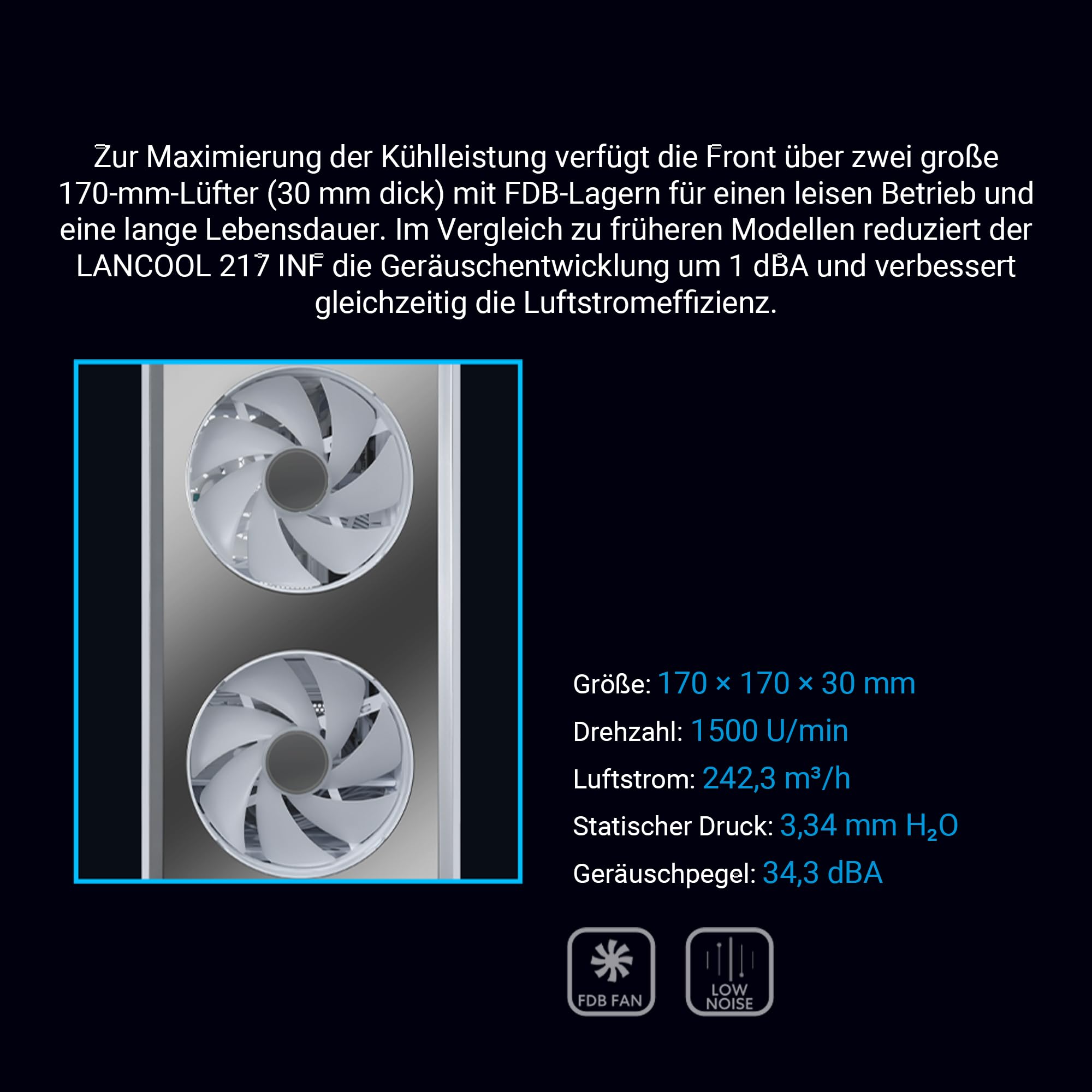 Lian Li LANCOOL 217 INF PC-Gehäuse Schwarz | Midi-Tower für E-ATX & SSI-EEB Mainboards, Glasfront mit Unendlichkeitsspiegel, inkl. 3× ARGB-Lüfter, Back-Connect-kompatibel 5