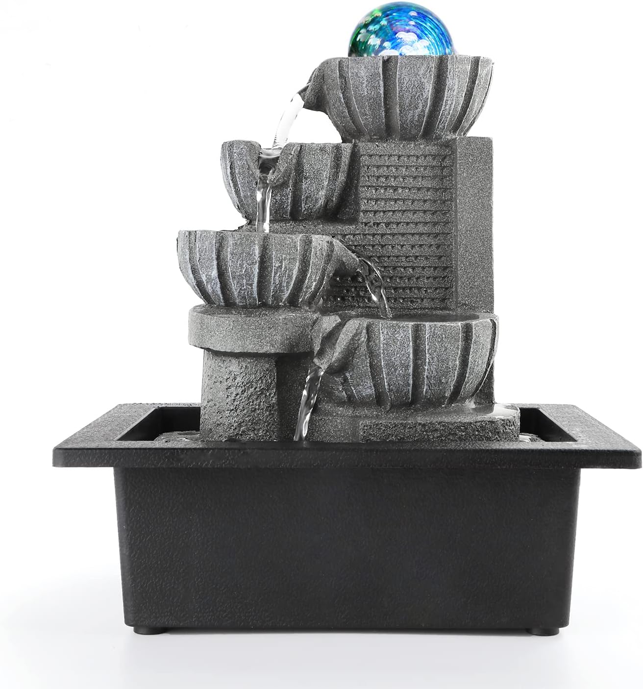 Indoor Fountains & Accessories - Dyna-Living Water Fountains Indoor Tabletop Water Fountain with LED Coloured Lights Portable Waterfall Fountain for Modern Home Decor