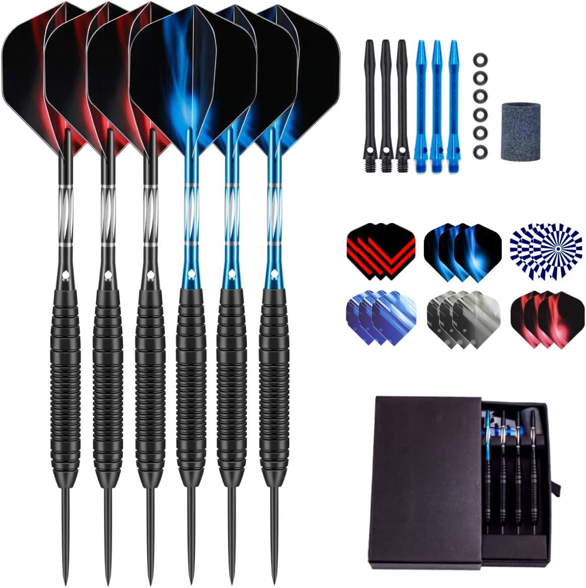 6 Pcs 22 Grams Black Steel Tips Darts Set Tournament