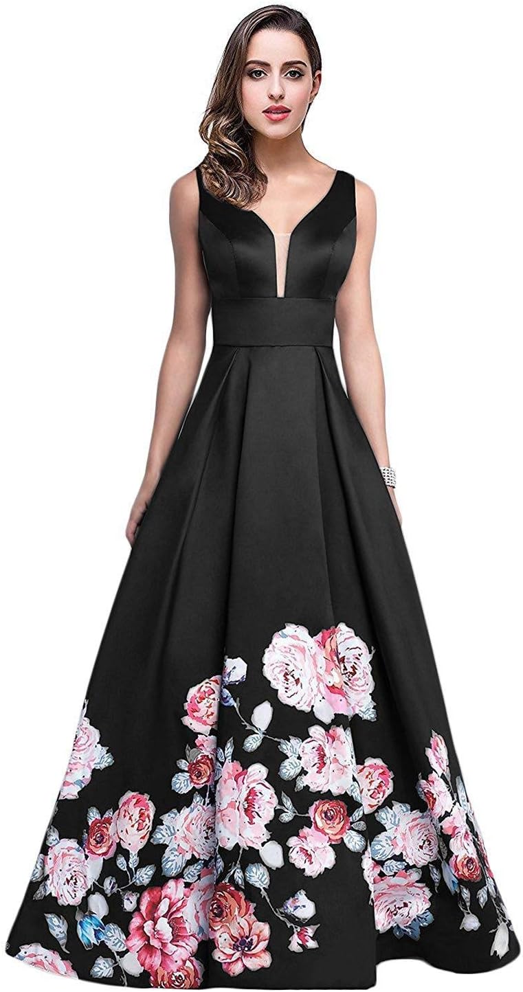 Aurora Bridal Women's Print 2018 Dress Long Prom Party Gown 559