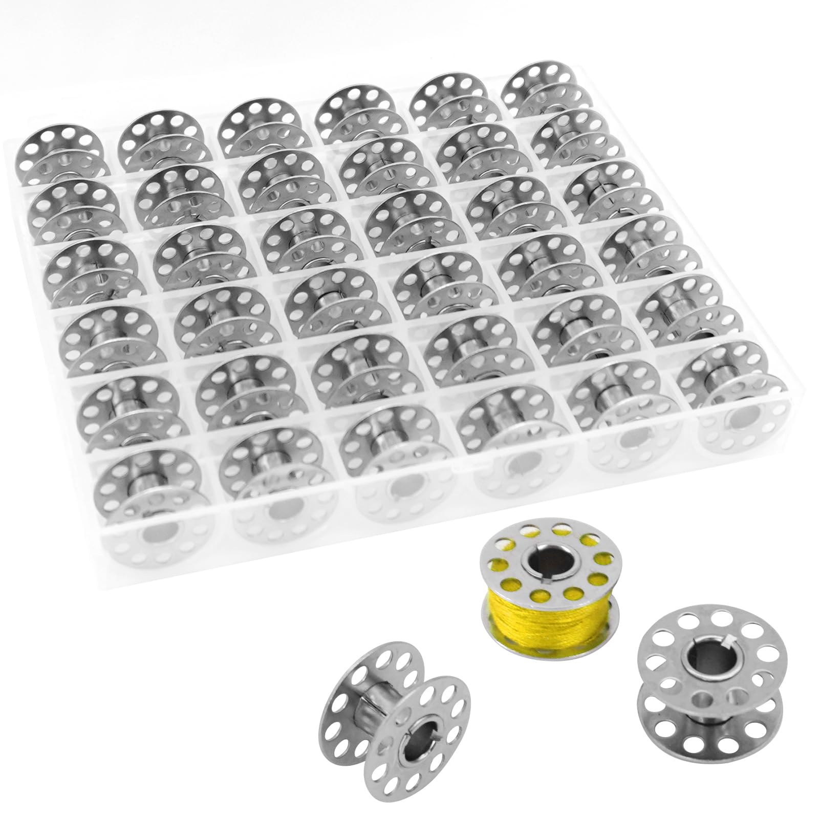 36PCS Sewing Machine Bobbins, Metal Bobbins for Sewing Machine, Universal Bobbins with Case for Toyota Janome Brother Kenmore Singer Handheld Sewing Machines