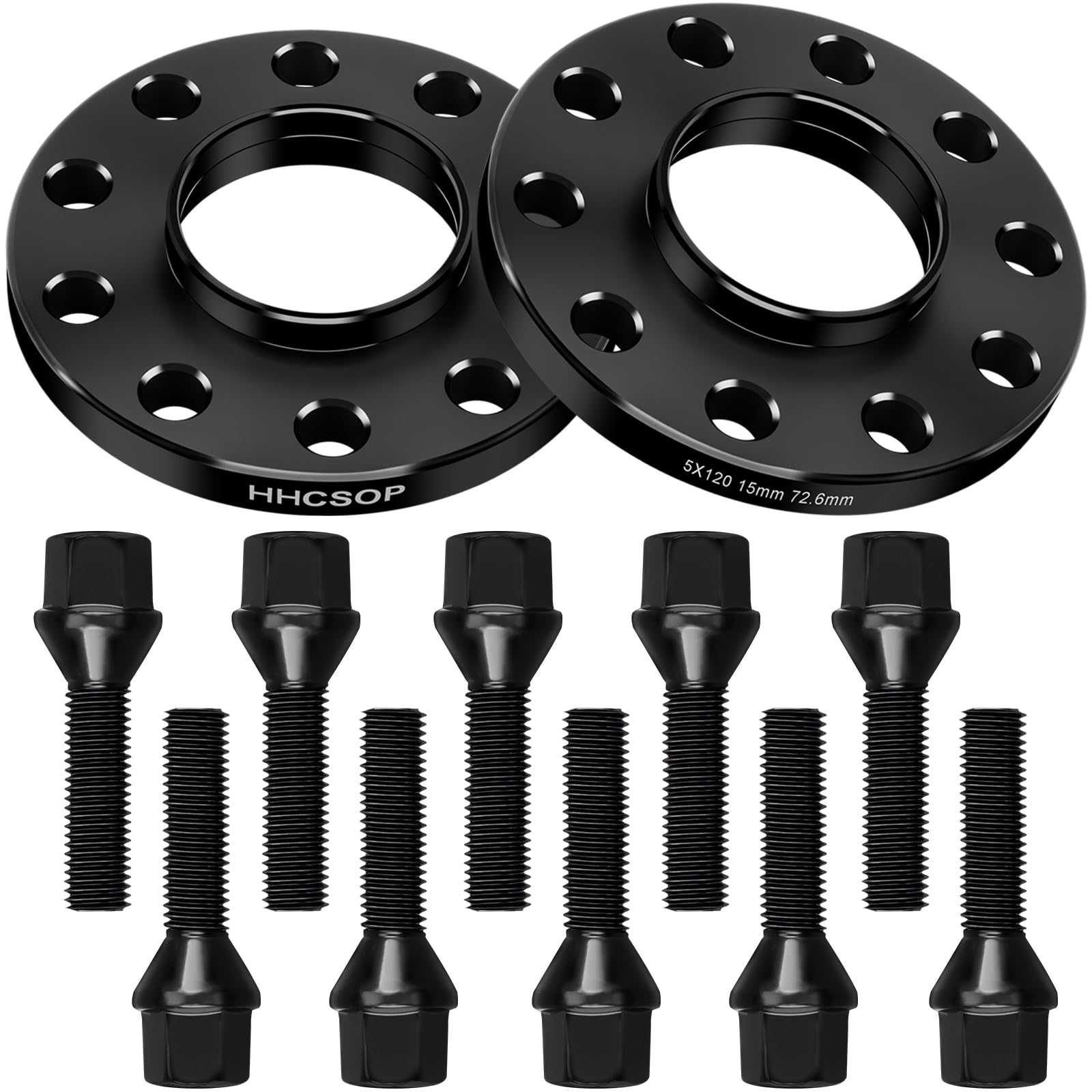 Photo 1 of HHCSOP 5X120 Wheel Spacers 15mm, 2PCS Hubcentric Forged Spacers for BMW E82 E88 E36 E46 E90 E92 E60 318i 323i 325i 328i 330i 335i 525i 545i Z3 Z4 Z8 M3 X1, Thread Pitch M12x1.5 Hub Bore 72.6mm