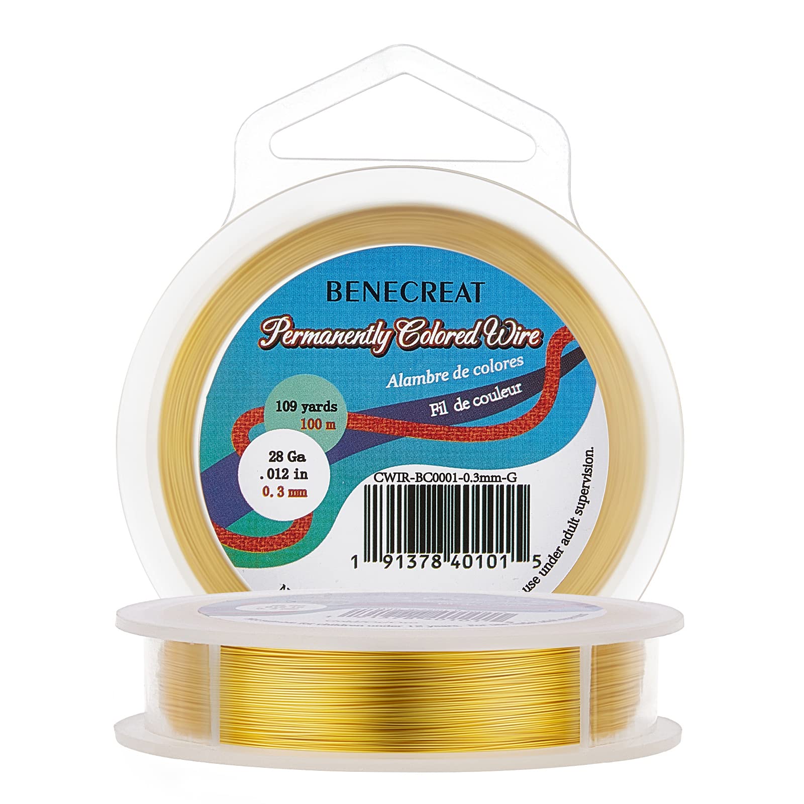 BENECREAT 328 Feet Gold Jewelry Wire 28 Gauge Tarnish Resistant Copper Beading Wire for Jewelry Craft Making, Gem Pendant Wrapping, Model Making