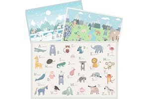 Hippypotamus Disposable Placemats Baby - Pack of 45 BPA Free Table Toppers for Kids and Toddlers - Extra Sticky Travel Mat for Restaurant (Nordic Animals)