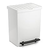 Tatay 1101201 - Bin with Pedal, Plastic, White, 25 l