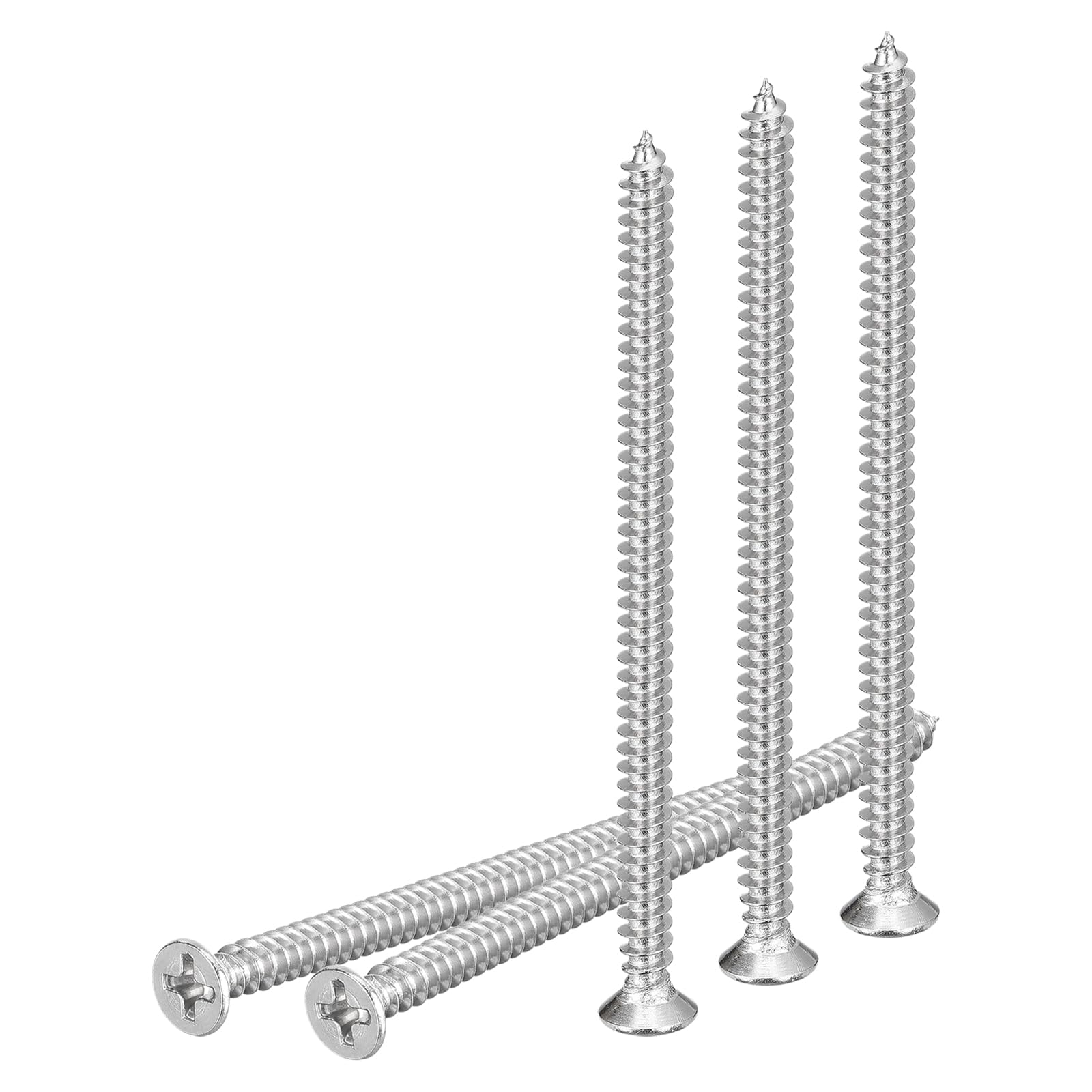 DTGN 20Pcs M4.2x70mm Flat Head Wood Screws, 304 Stainless Steel Phillips Self Tapping Screws - Good for Woodworking, Furniture - Silver — image 1