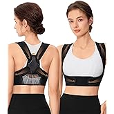 URSEXYLY Posture Corrector for Women Breathable Back Brace For Posture Adjustable Back Straightener Support for Neck Shoulder Clavicle and Upper Back Pain Relief(S/M,Black)