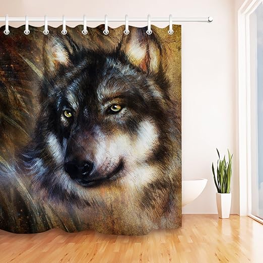 Amazon Com Etob Wolf Painting Shower Curtain Set Wild Animals