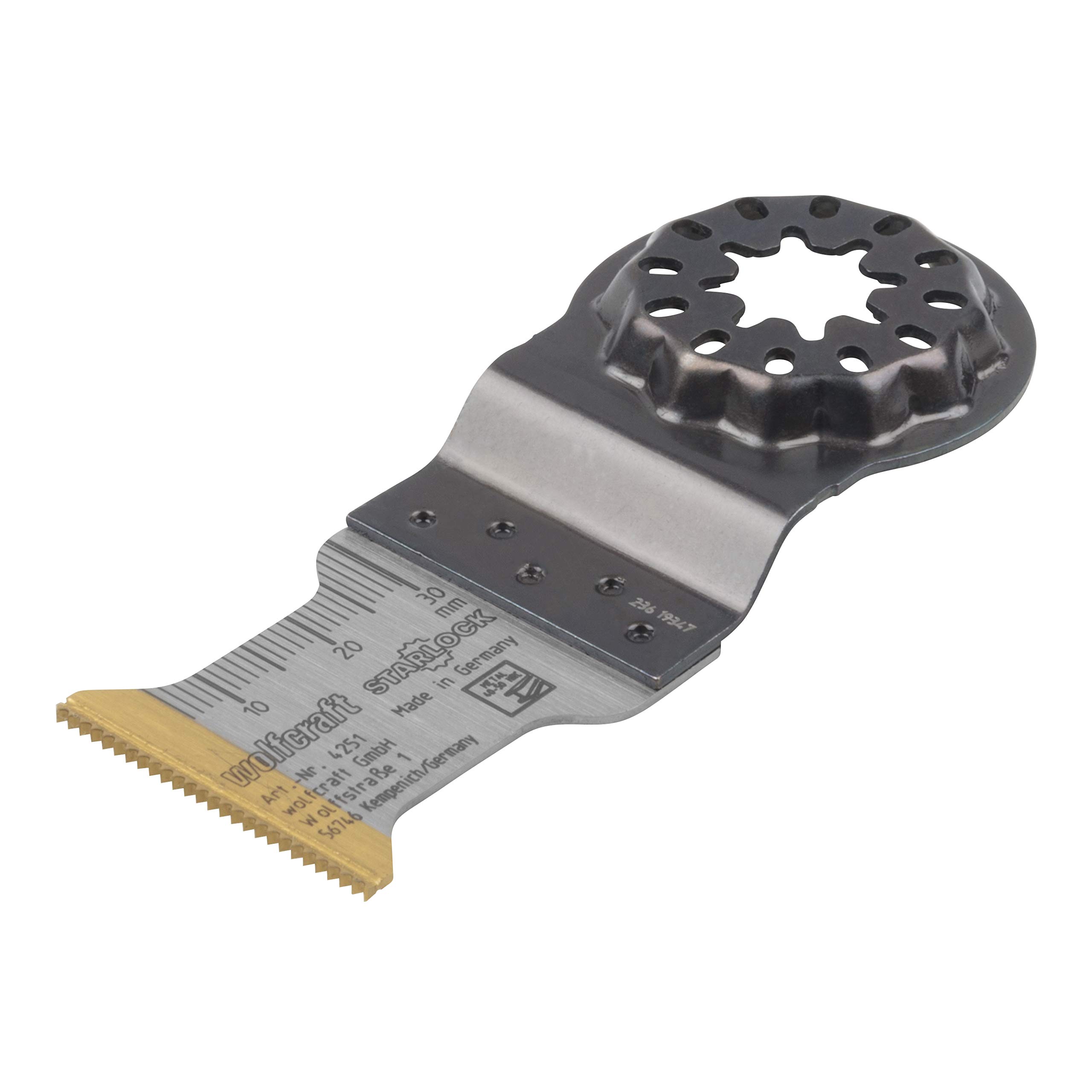 wolfcraft TC Pushcut Saw Blade “Expert”, TiN, STARLOCK receptacle, aluminium, stainless steel I 4251000 I For cuts in stainless steel, aluminium and hardened screws