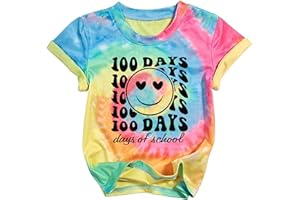 YHHR Toddler 100 Days of School Shirt Boys Girls Smile Face 100th Day of School Shirts Back to School Tee