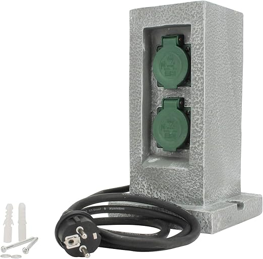 Unitec Steckdosenverteiler Fur Den Garten In Steinoptik Gartensteckdose Aussensteckdose Ip 44 2 Steckdosen Saule Und Zsu Amazon De Baumarkt