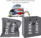 DOKEHOM 80L Large Collapsible Laundry Basket Two Sections Dark Grey view 5