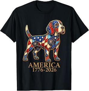America 1776-2026 Patriotic Beagle Dog USA 250 Years T-Shirt