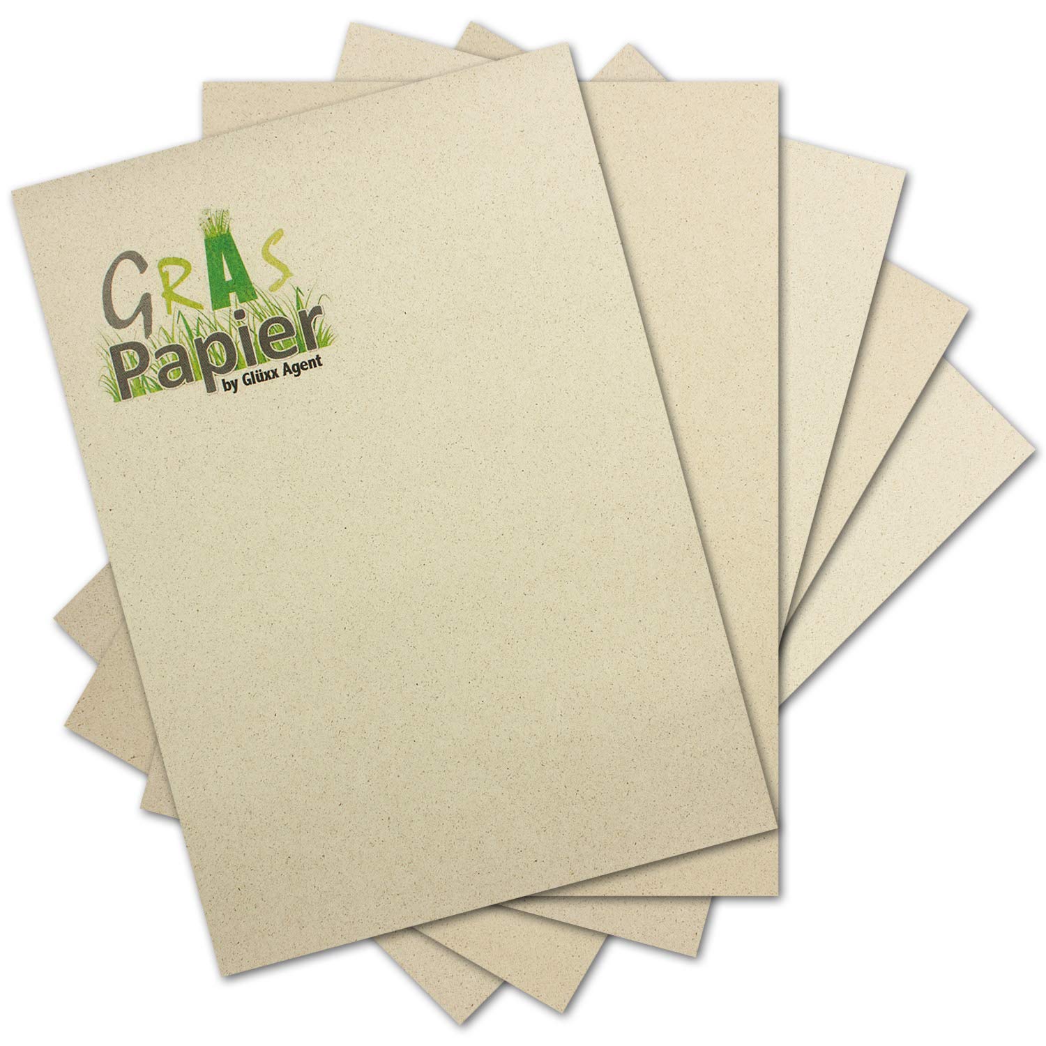 25 x Eco Letter Paper Made of Grass Paper DIN A4 – Recycled Paper 160 g/m² – Environmental Craft Paper for Invitations or Menu Cards – Glüxx Agent