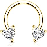 Jewseen Heart Septum Ring 16g Clear CZ Jewelry for Daith, Cartilage, Helix, Nose, Conch, Tragus Piercing - Hoop Earring for Women Men