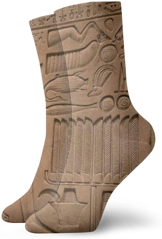 Mens Dress Socks Pack Ancient Egyptian Hieroglyphic Mural Funny Polyester Crew Socks 30cm