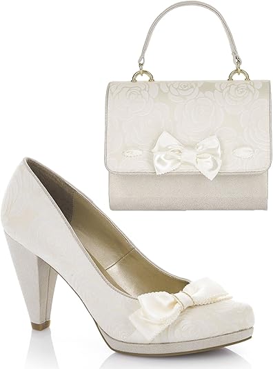 cream shoes and matching bag