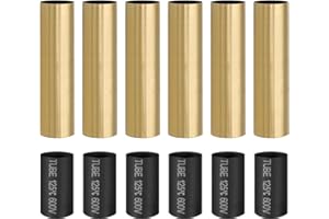 PATIKIL 3.5" Tall Candle Covers Sleeves, 6Pcs Metal E12 Chandelier Socket Sleeves with Insulation Heat Shrinkable Flame Retardant Tube Bulb Light Base Holder for Lamps, Golden