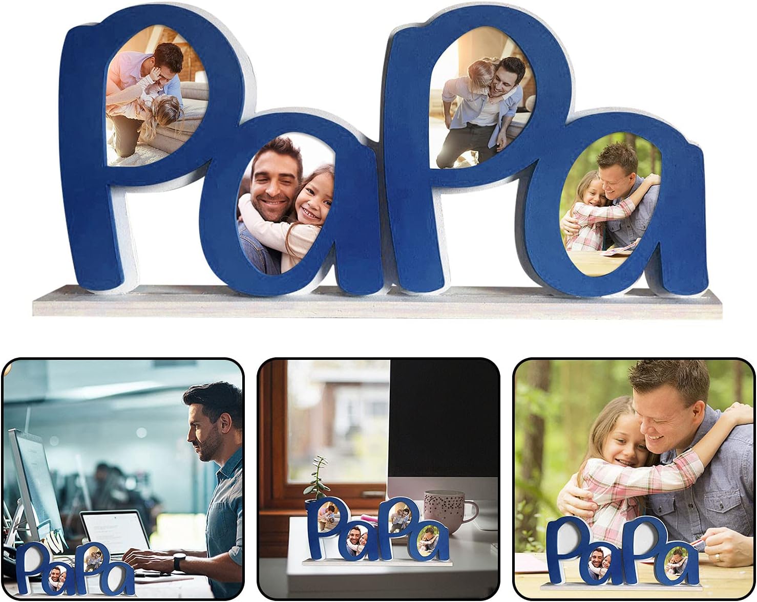 JHGH Father's Day Dad Picture Frame,3D Dad Photo Frame, Gift for The First Day of Father’s Day and Birthday,Memorable Gift and Keepsake for Desktop Bedroom Home Decoration