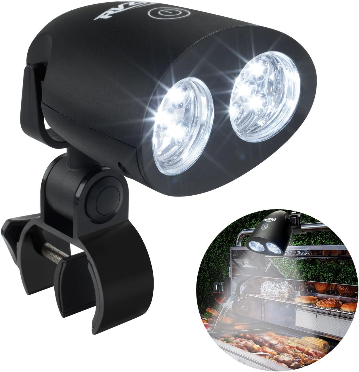 RVZHI Barbecue Grill Light, 360°Rotation for BBQ with 10 Super Bright LED Lights- Heat Resistant,Waterproof,100lm LED BBQ Light for Gas/Charcoal/Electric Grill-Battery Not Include