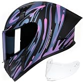 CYRIL Full Face Motorcycle Helmet DOT Approved for Adults, Street Racing | Swappable clear and tinted visors, lightweight 3.36 lbs build, 5-point ventilation, storage bag and washable lining