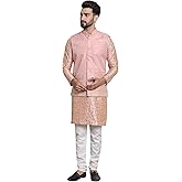 Sojanya (Since 1958 Men'S Silk Blend Kurta Pyjama & Nehru Jacket Combo
