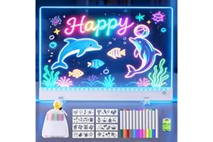 19IN Led Drawing Board for Kids, Rechargeable Light Up Drawing Tablet, Doodle Glow Drawing Pad with 11 Light Effects, Birthda