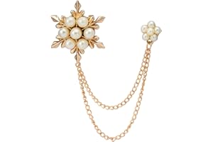 Knighthood Brooch Chain Pearl Star and Flower with Hanging Chain Brooch Lapel Pin Wedding Suit Coat for Women Men's Accessories
