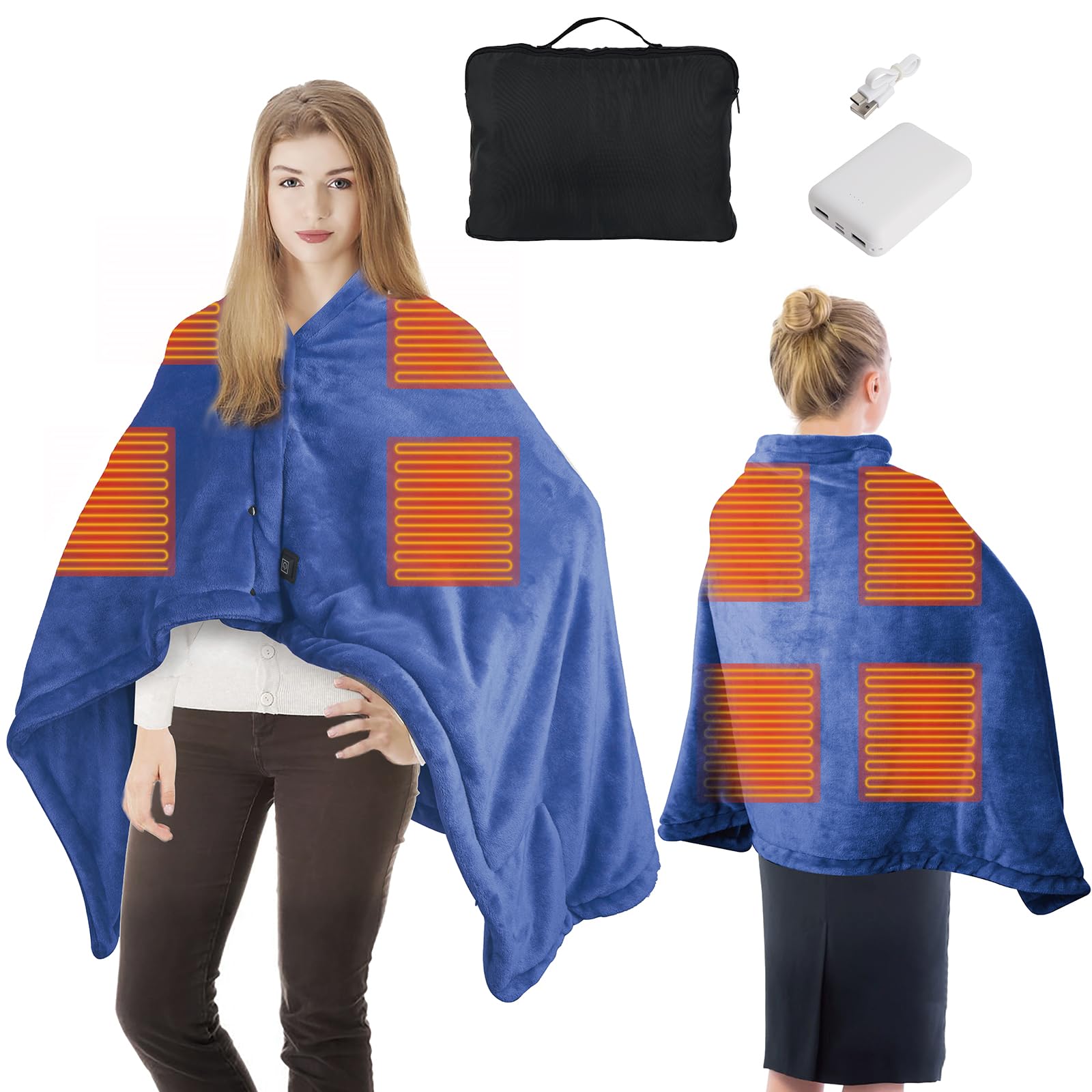 Photo 1 of Heated Blanket Battery Operated with Power Bank, Cordless Portable Electric Heating Shawl, Wearable Heated Throw Blanket, Soft and Comfort, USB Fast Heating for Home, Valentine's Day Gift