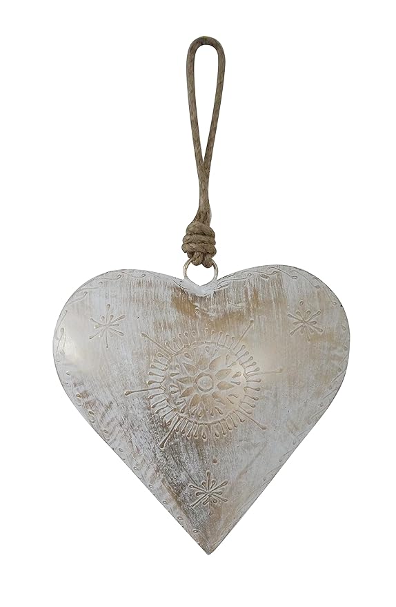 Buy ATC Metal Heart Wall Hanging (12 X 3 X 23 cm_Brown White Wash
