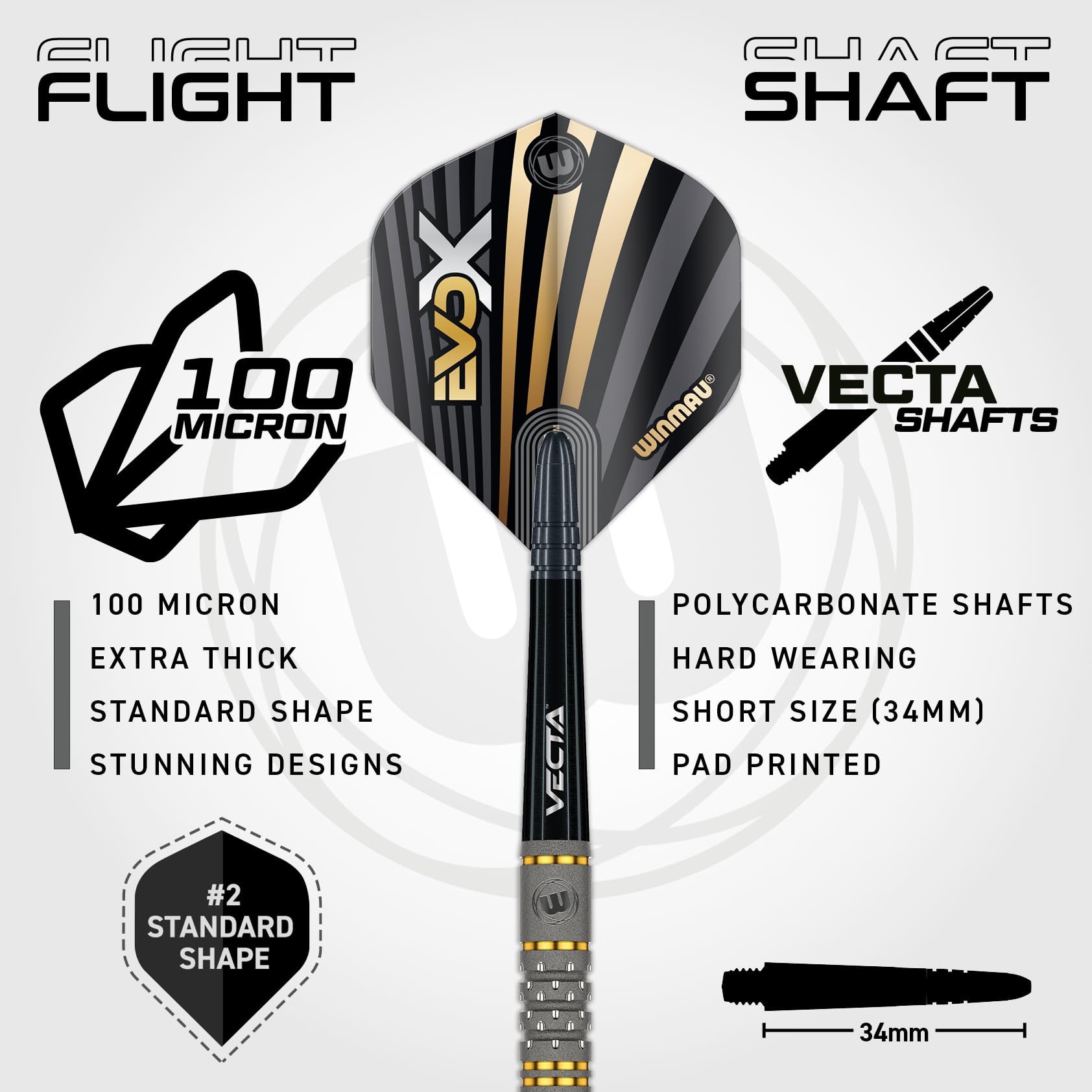 WINMAU – Michael Van Gerwen MvG - EvoX 22.5g Professional Darts-Set mit Dart Flüge und Schäfte 3