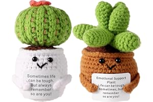 2pcs Positive Potted Plants, Emotional Support Funny Cactus Doll Potato Toy Succulent Mini Crochet Plant for Party Decoration