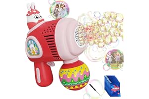 YZYVIOW Easter Bunny Bubble Gun - 360° Leak-Proof Design, Perfect Easter Basket Stuffer, Essential Outdoor Party Toy for Kids