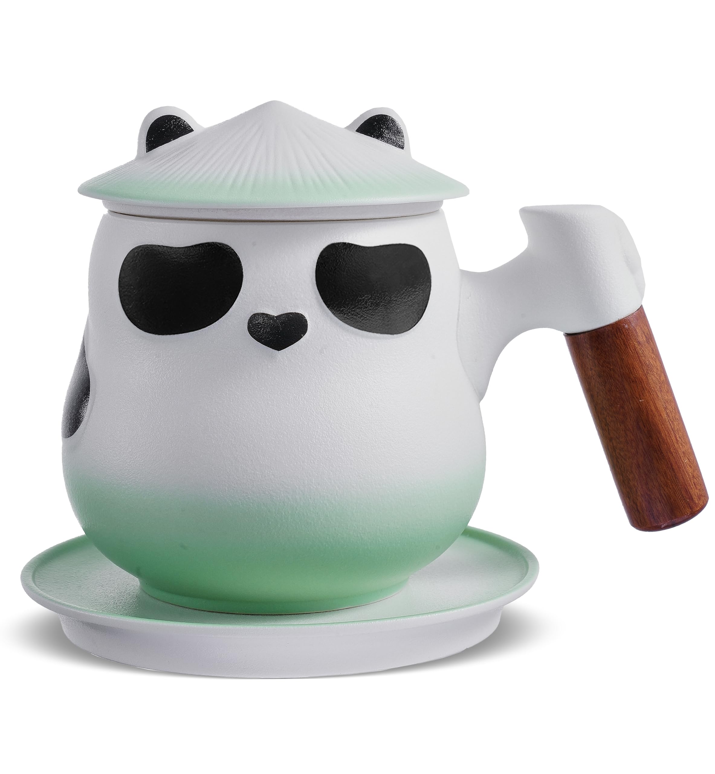 Tea and Mug - Cute Panda Infuser Mug for Loose Leaf Tea Lovers, 330 ML, Wood Handle Ceramic with Lid and Strainers for Daughter