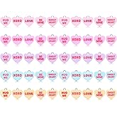 VOGUEKNOCK 50pcs Valentine's Day Heart Charms for Jewelry Making XOXO LOVE BEMINE HUG ME Message Candy Heart Pendant Charms for Bracelets Earrings Necklaces Jewelry Making Supply