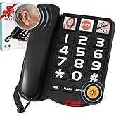 Amplified (100dB) Landline Phone for Seniors - Photo Speed Dial, Volume Control, Speakerphone, Hearing Aid Compatible,Flash Alert, Easy-to-Use Desk Telephone, Suitable for Multiple scenarios - Black