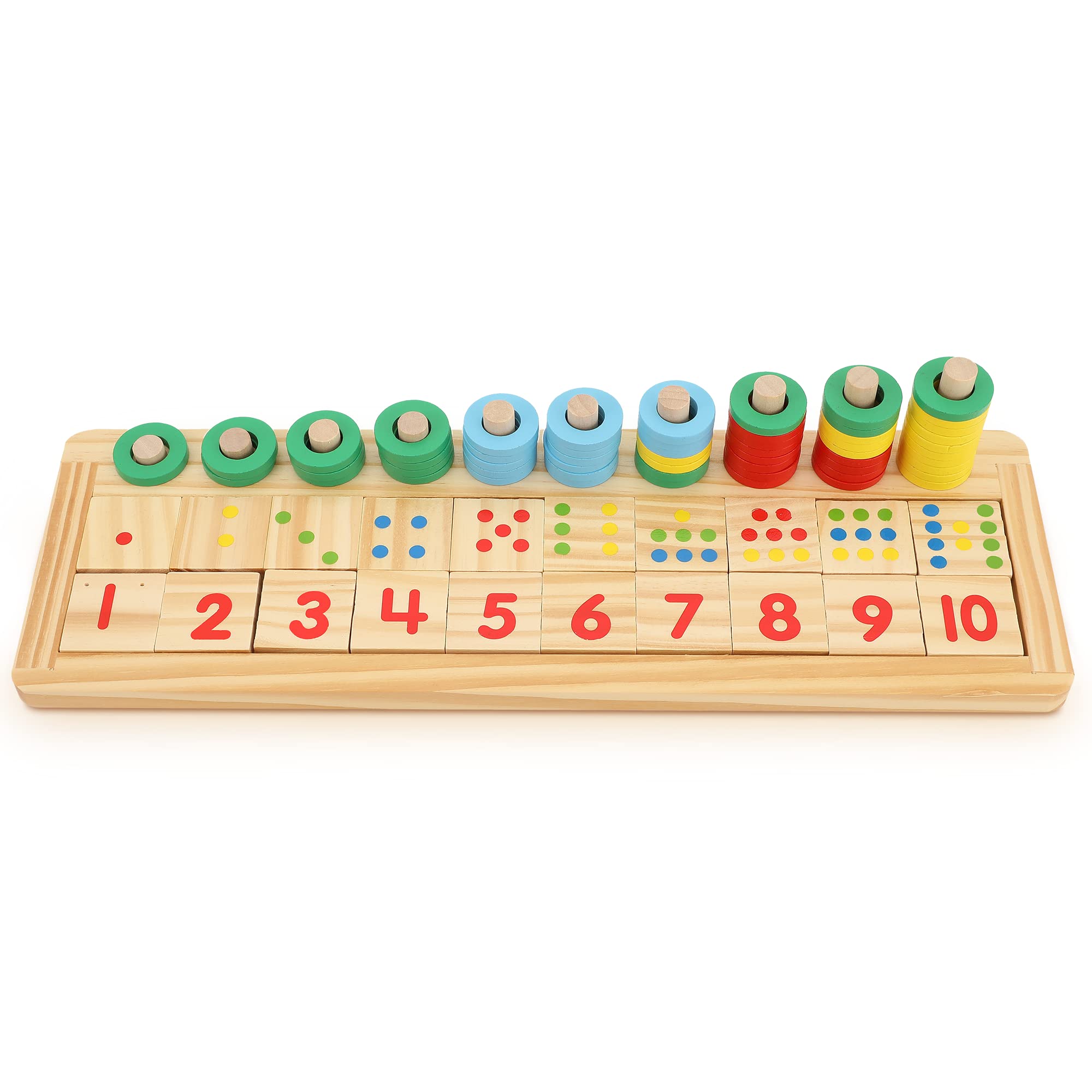 Boxiki kids Montessori Numbers | Number Blocks for Math | Counting Blocks | Learning Blocks | Wooden Stacking Toy | For Ages 3+
