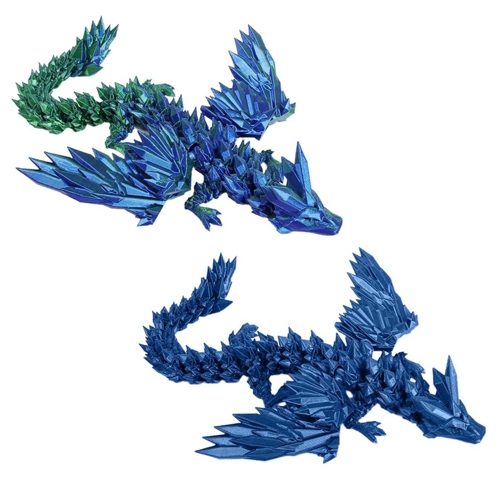 Valicaer 2Pcs 3D Printed Dragon,Glowing at Night Unique Fantasy Dragon Decor Collectible Toy Gift for Kids and Adults Ideal for Christmas Easter Birthdays and Holiday Decorations (Purple+Blue)